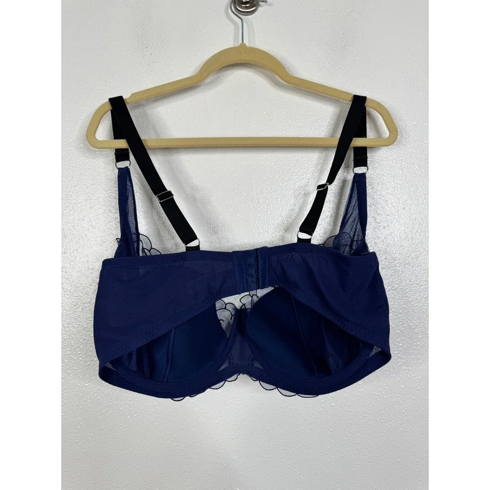Adore Me Navy Blue Mesh Bat Embroidery Unlined Underwire Bra 40G Gothic Spooky